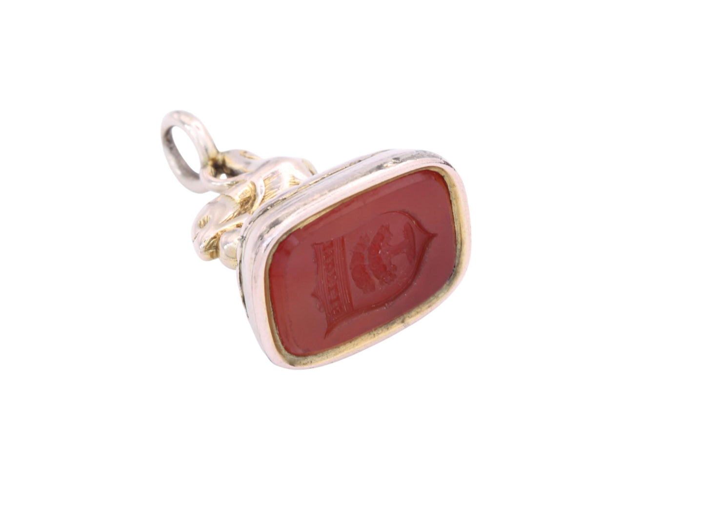 Antique 9ct Gold Greyhound Intaglio "Faithful" Crest Carnelian Seal