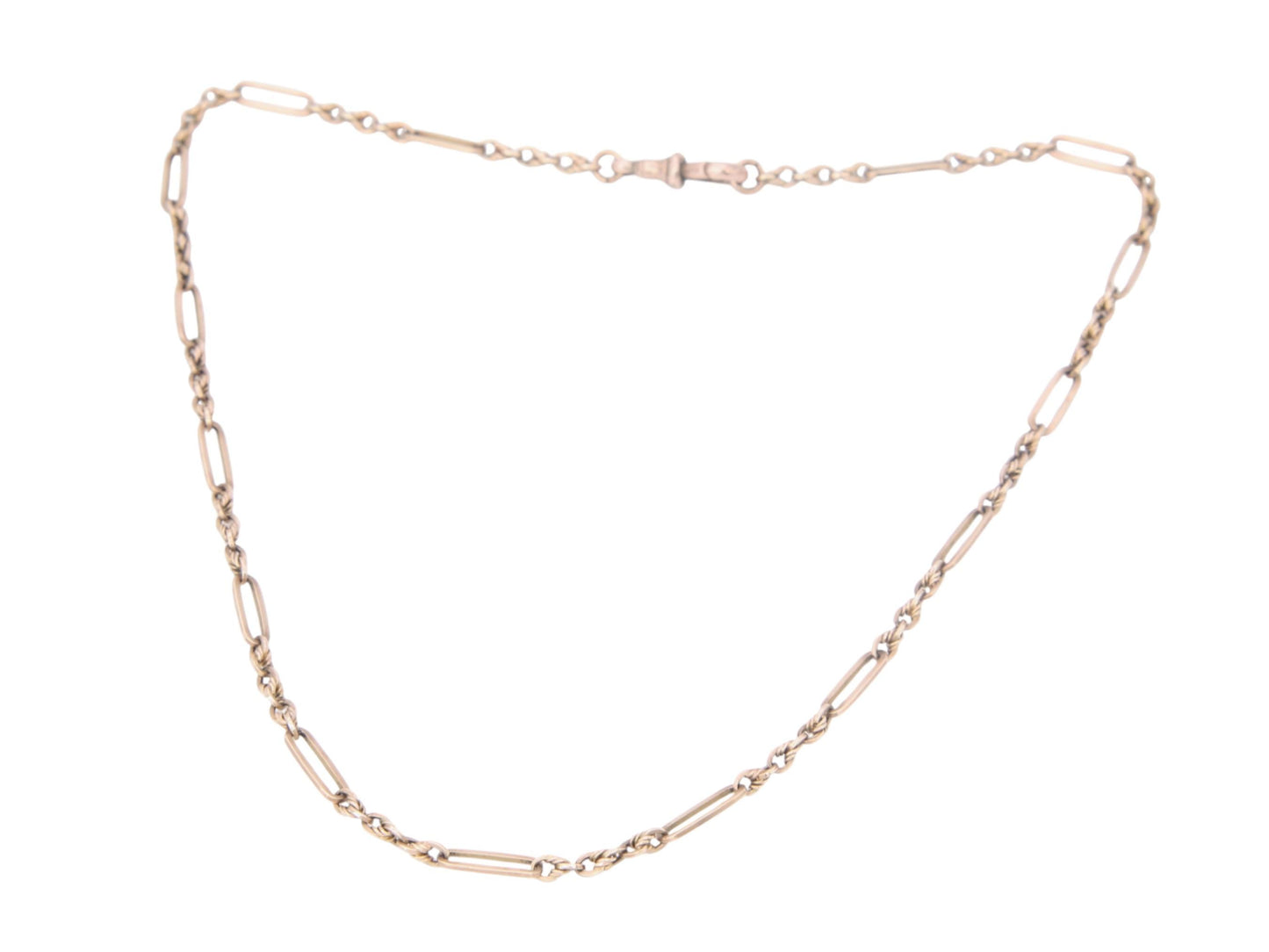 Antique 9ct Gold Trombone Lovers Knot Necklace Chain, 15.75"