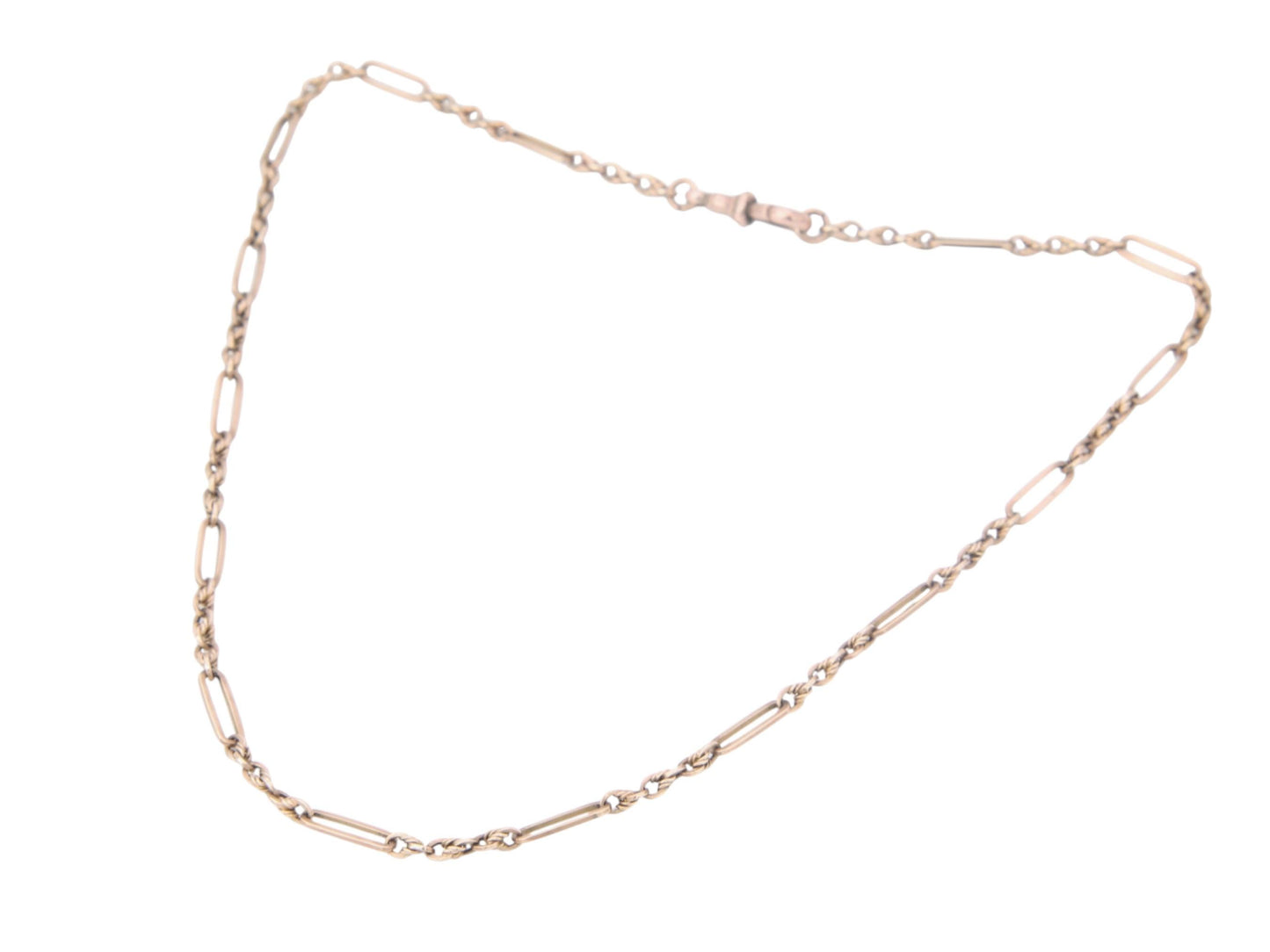 Antique 9ct Gold Trombone Lovers Knot Necklace Chain, 15.75"