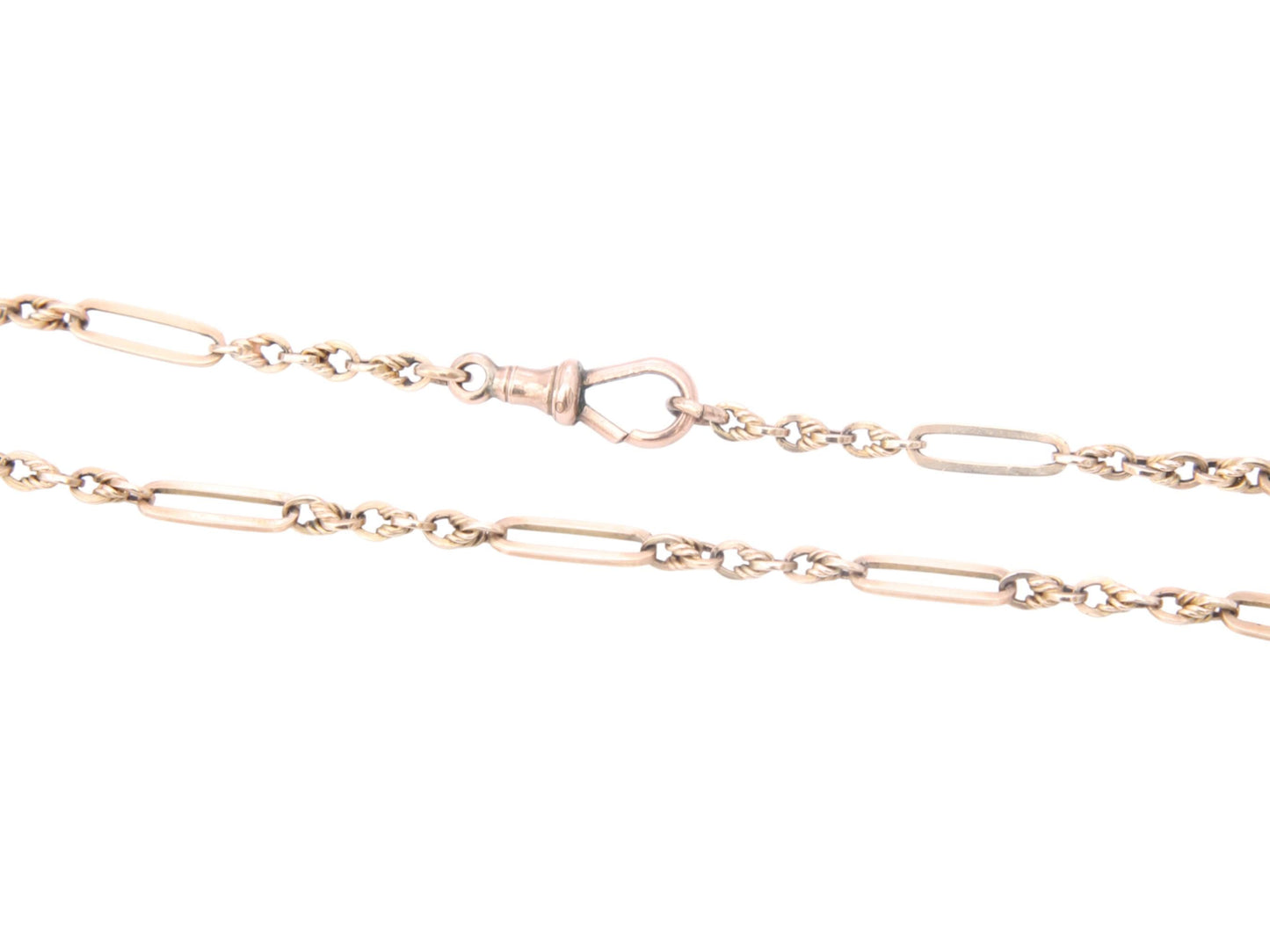 Antique 9ct Gold Trombone Lovers Knot Necklace Chain, 15.75"