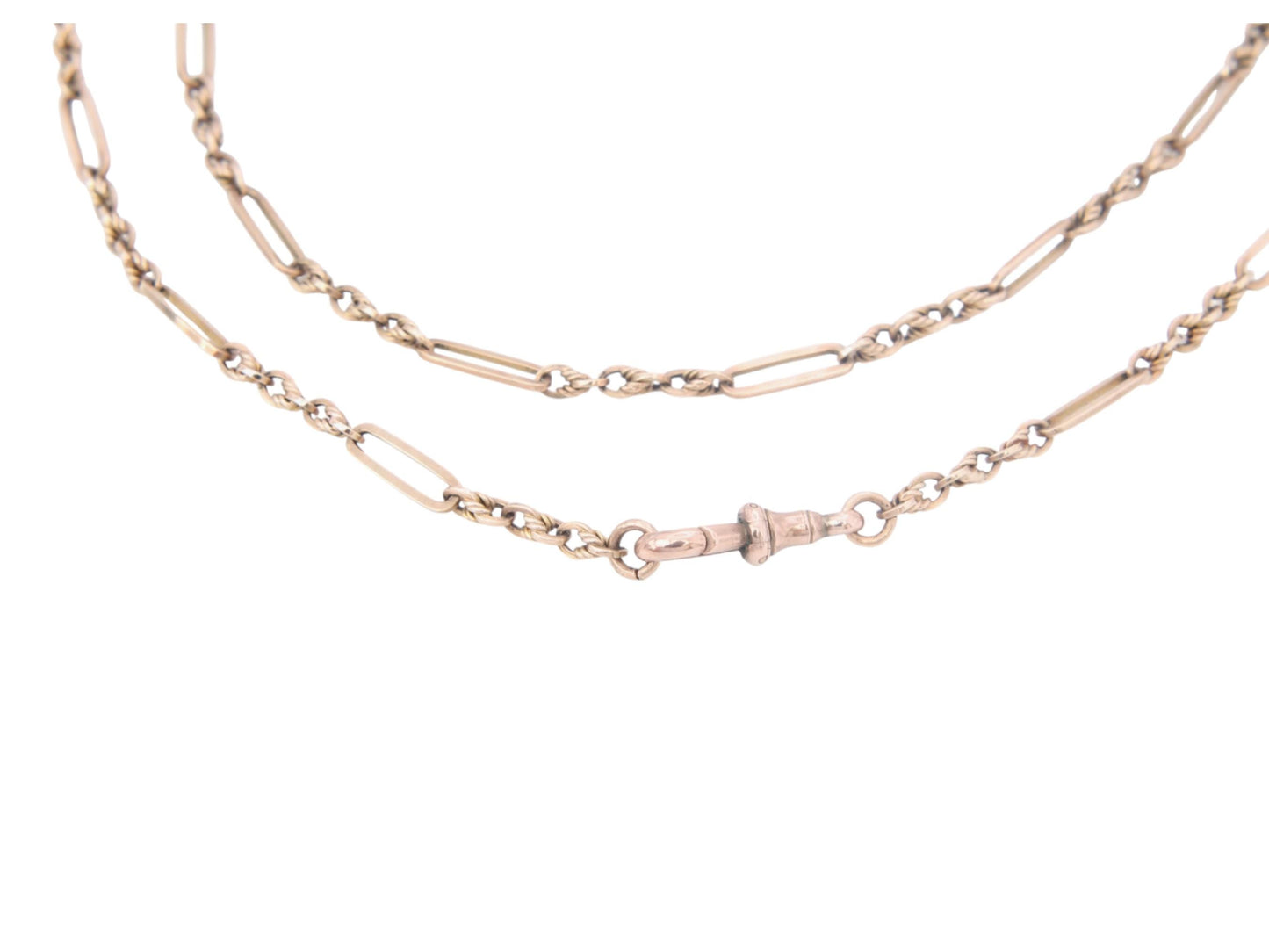 Antique 9ct Gold Trombone Lovers Knot Necklace Chain, 15.75"