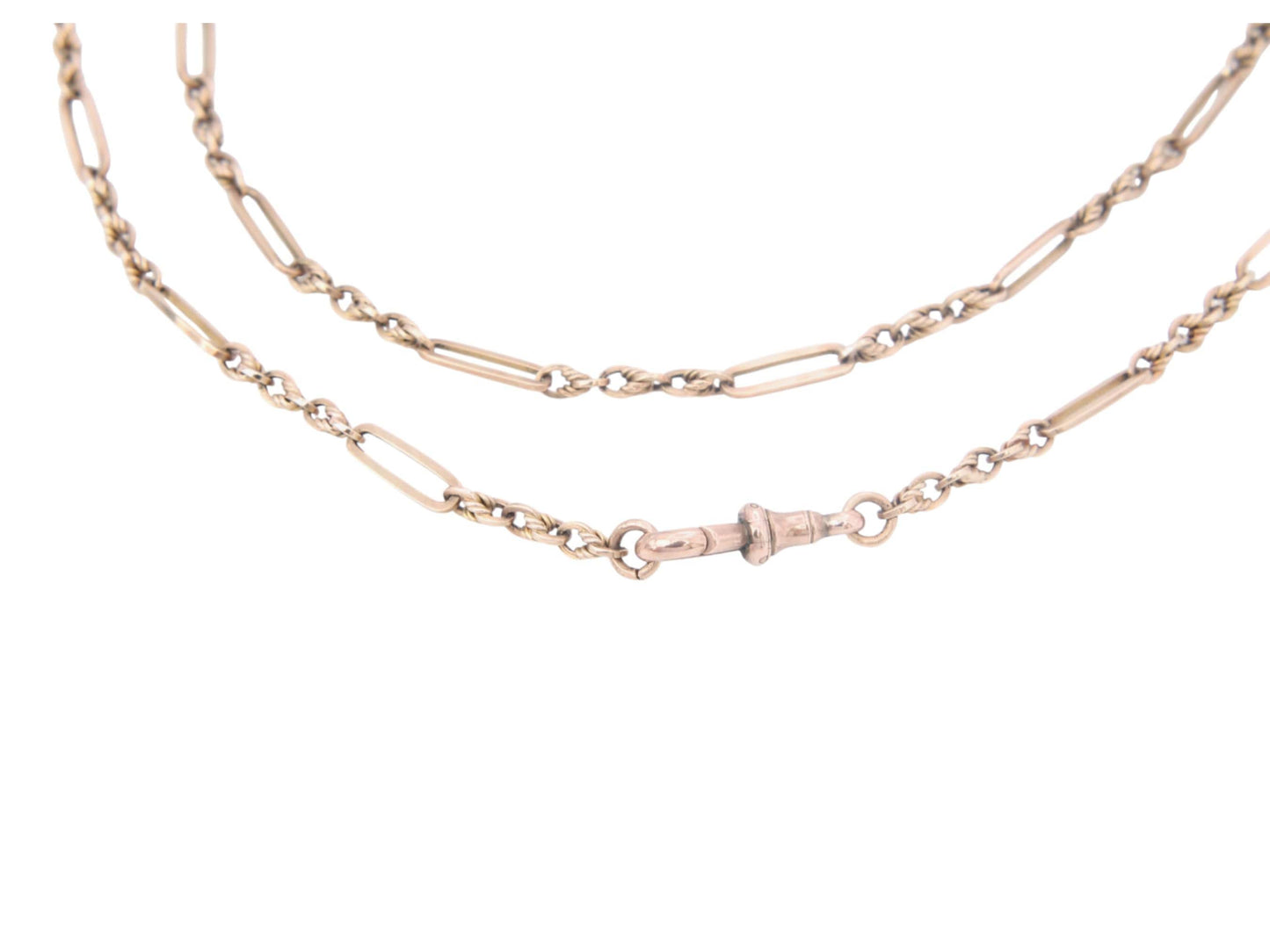 Antique 9ct Gold Trombone Lovers Knot Necklace Chain, 15.75"