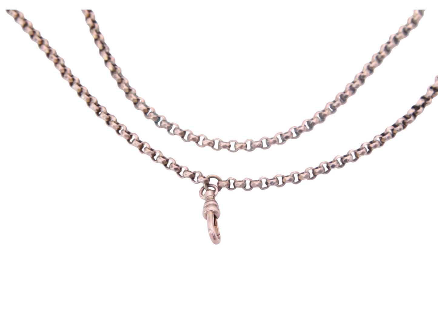 Antique 9ct Rolled Gold Fetter Belcher Link Long Guard Necklace