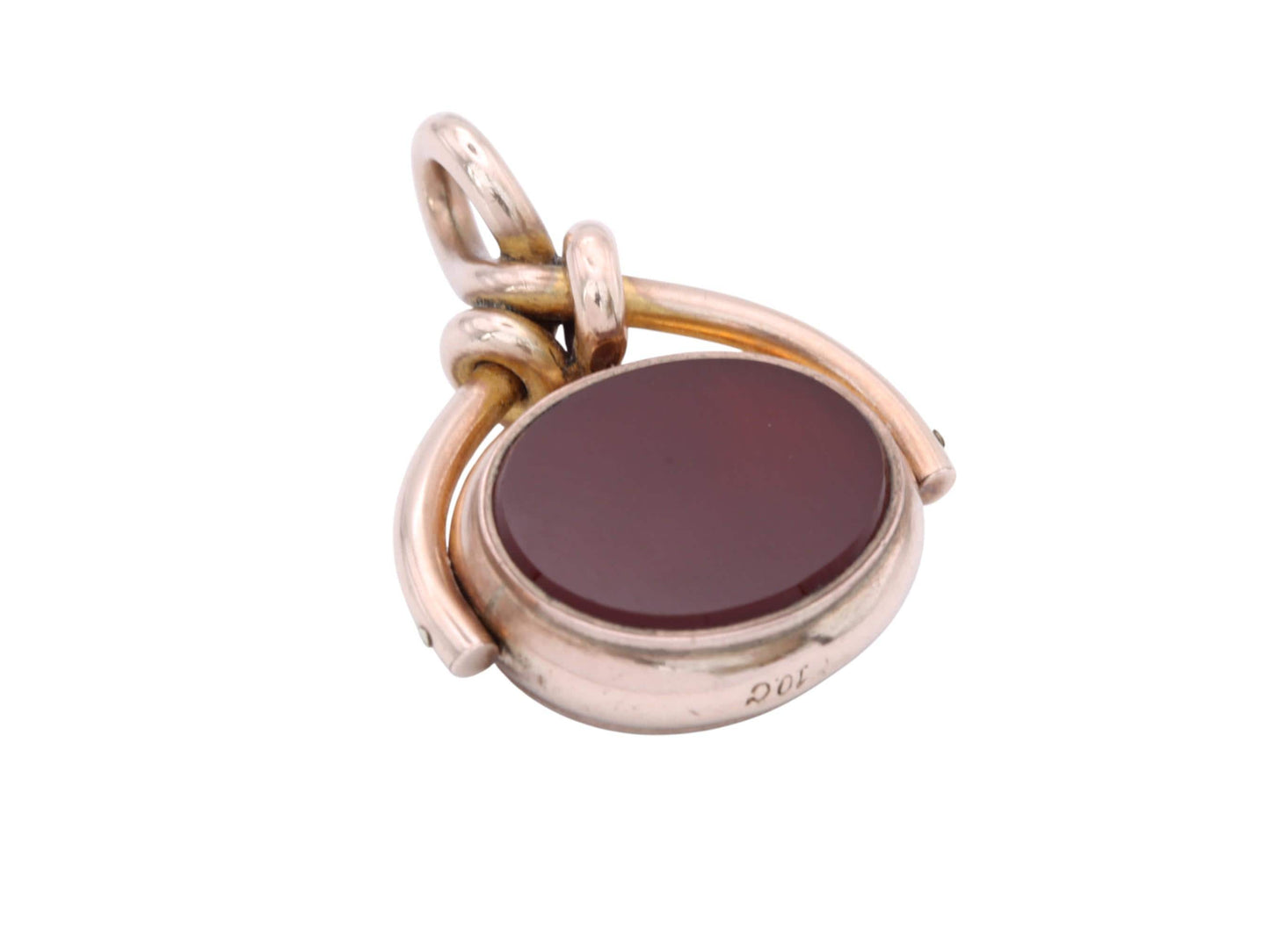 Antique 10ct Gold Carnelian Bloodstone Spinner Pendant