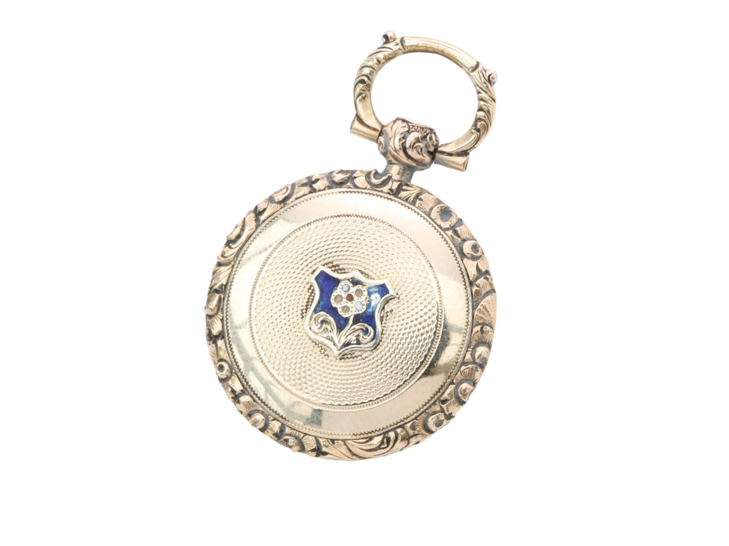 Antique 15ct Gold Forget Me Not Enamel Locket Pendant