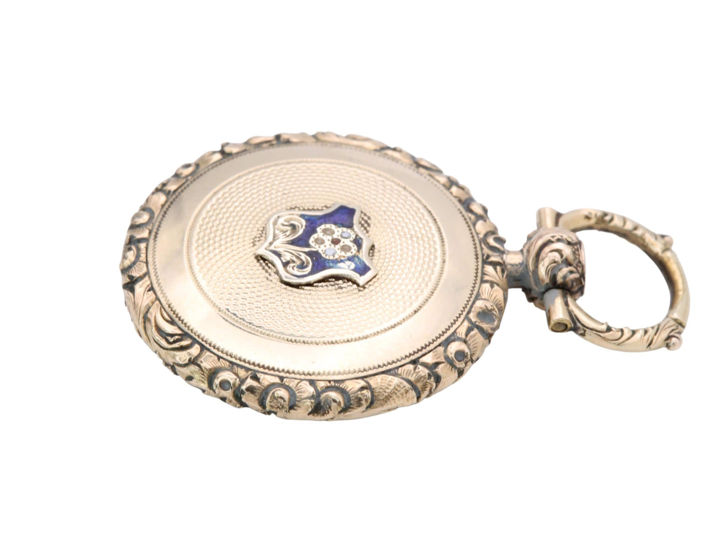 Antique 15ct Gold Forget Me Not Enamel Locket Pendant