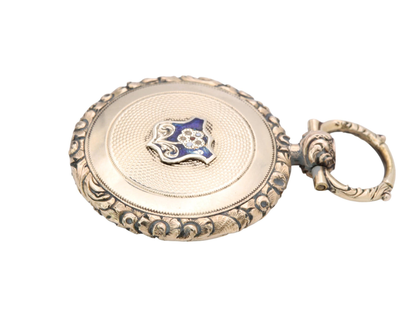 Antique 15ct Gold Forget Me Not Enamel Locket Pendant