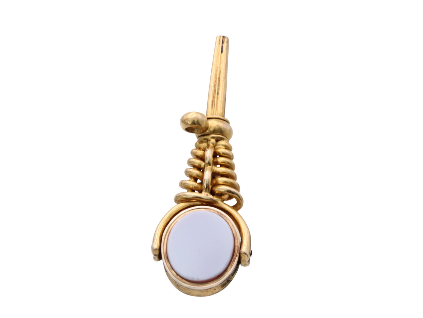 Antique 18ct Gold Sardonyx Bloodstone Spinner Watch Key Pendant