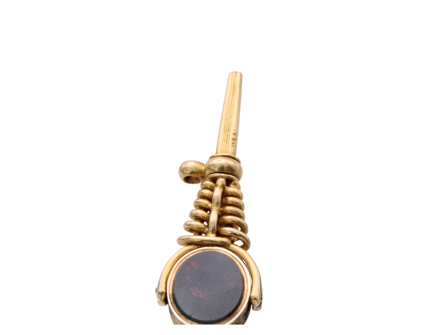 Antique-18ct-Gold-Sardonyx-Bloodstone-Spinner-Watch-Key-Pendant