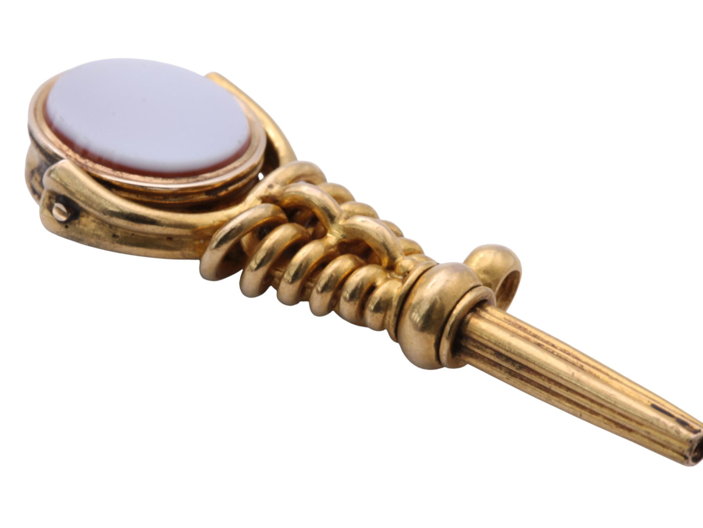 Antique 18ct Gold Sardonyx Bloodstone Spinner Watch Key Pendant