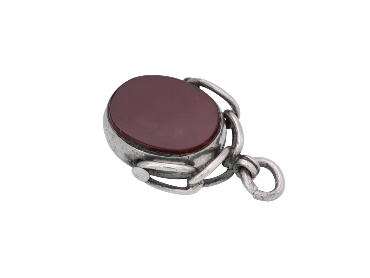 Antique Sterling Silver Bloodstone Spinner Pendant