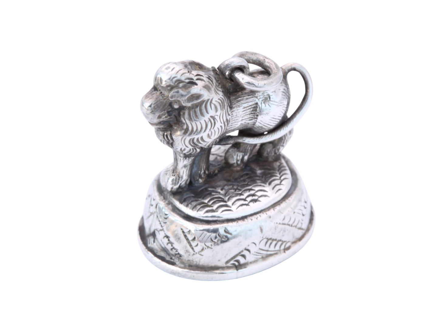 Antique Sterling Silver Lion Mounted Pendant, 1898