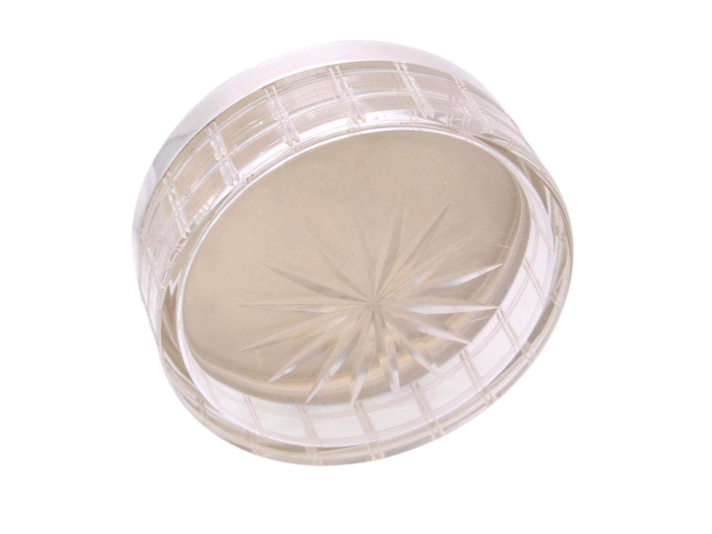 Antique Sterling Silver Enamel Guilloche Vanity Glass Jar