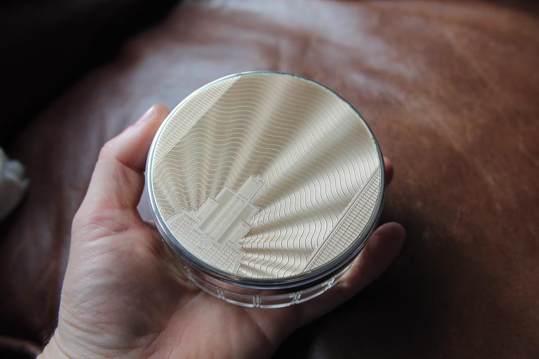 Antique Sterling Silver Enamel Guilloche Vanity Glass Jar