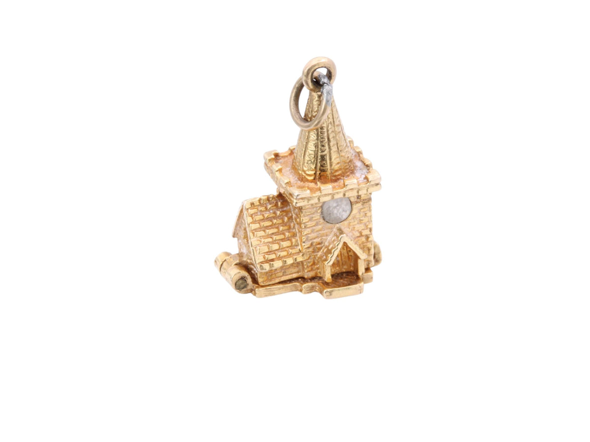 Vintage 9ct Gold Opening Church Marriage Vows Charm Pendant