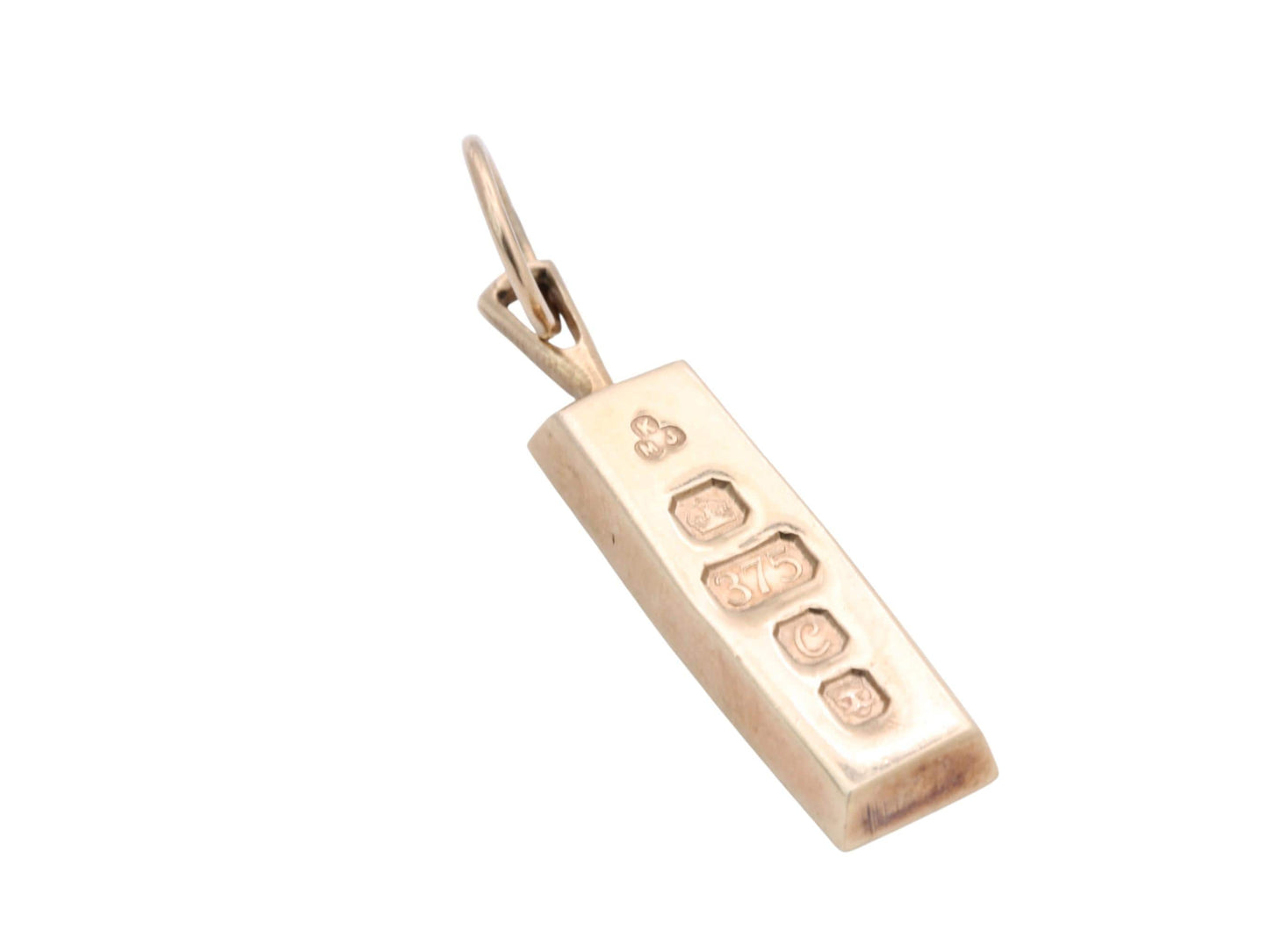 Vintage 9ct Gold Ingot Pendant, 1977