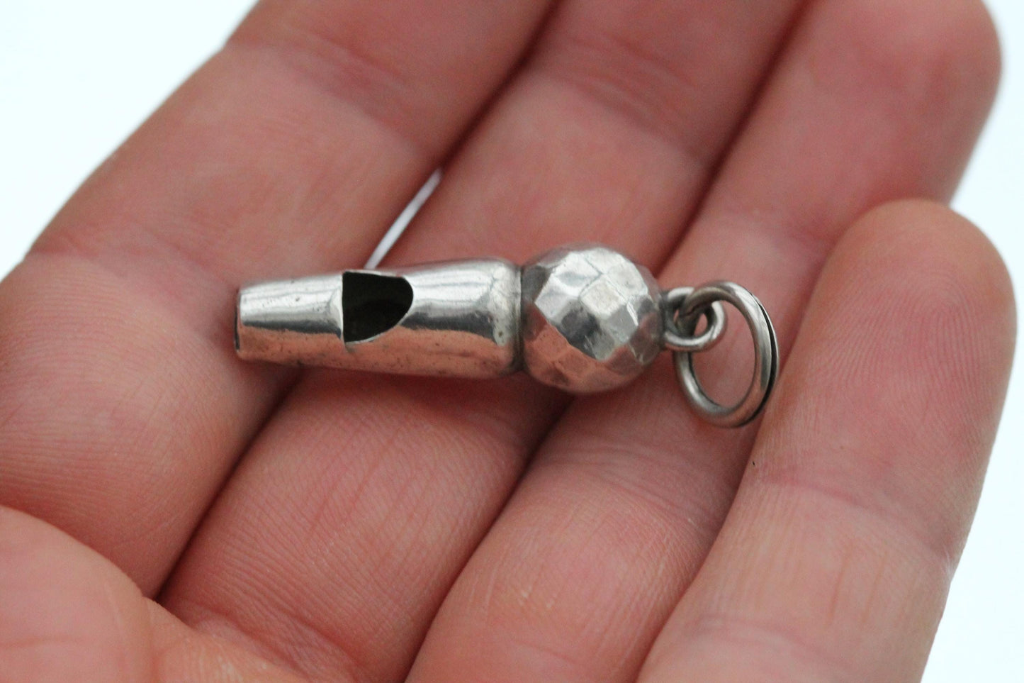 Antique Sterling Silver Whistle Charm Pendant