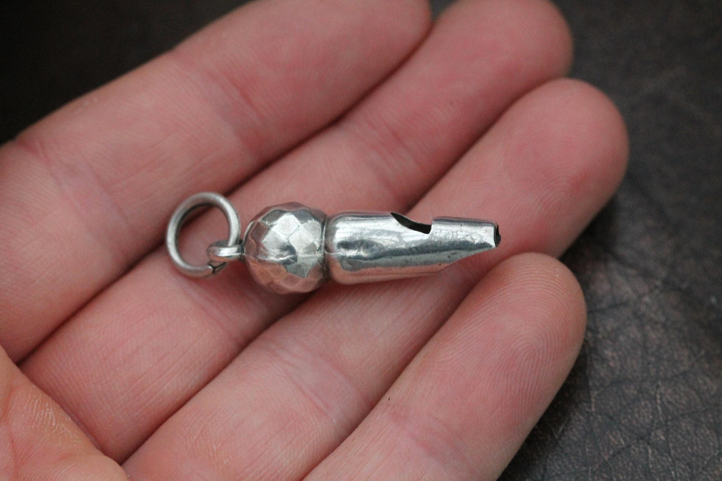 Antique Sterling Silver Whistle Charm Pendant