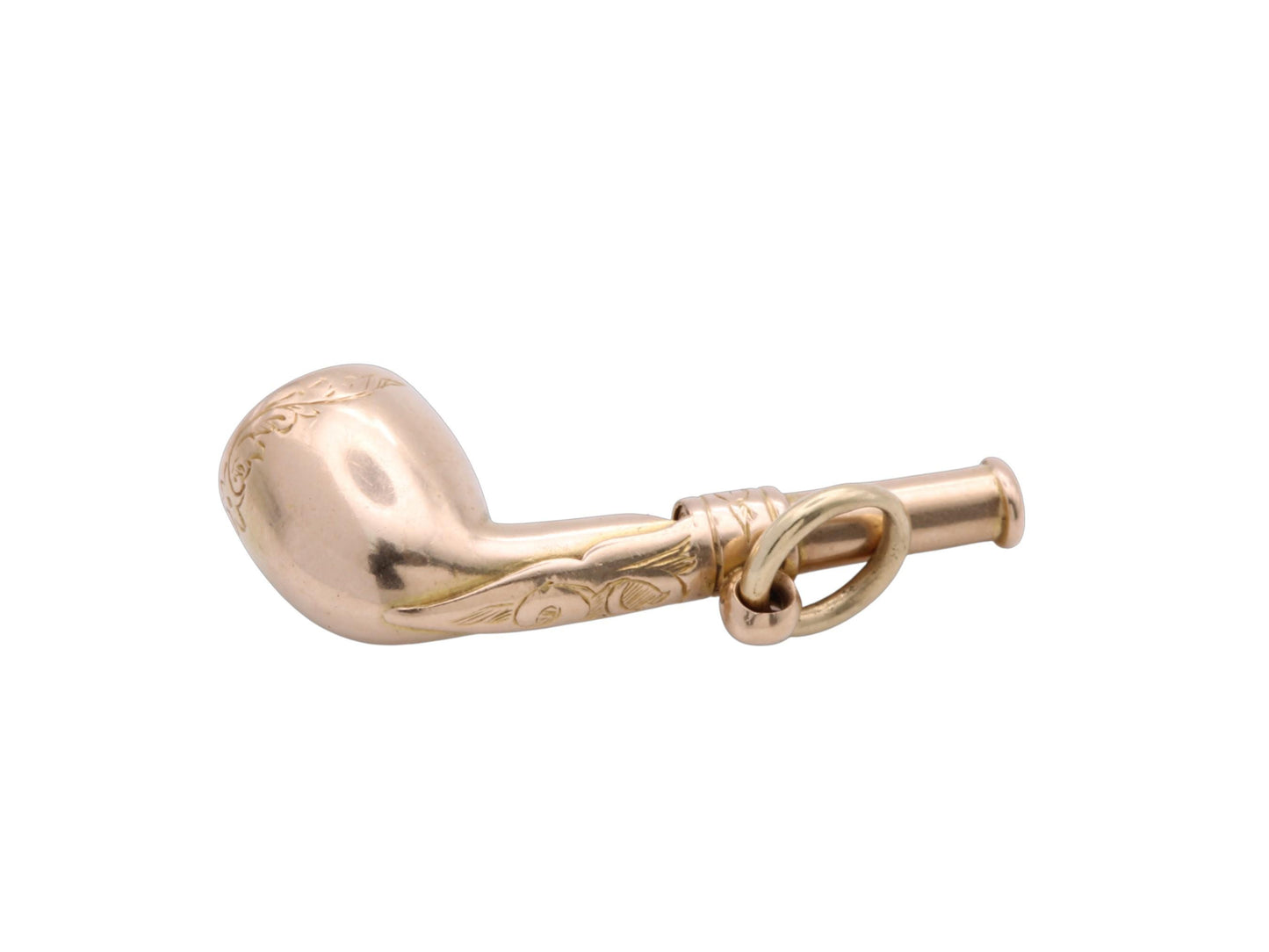 Antique 9ct Gold Pipe Whistle Pendant Charm