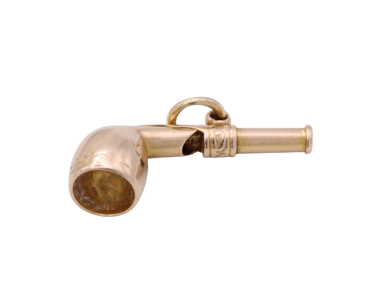 Antique 9ct Gold Pipe Whistle Pendant Charm