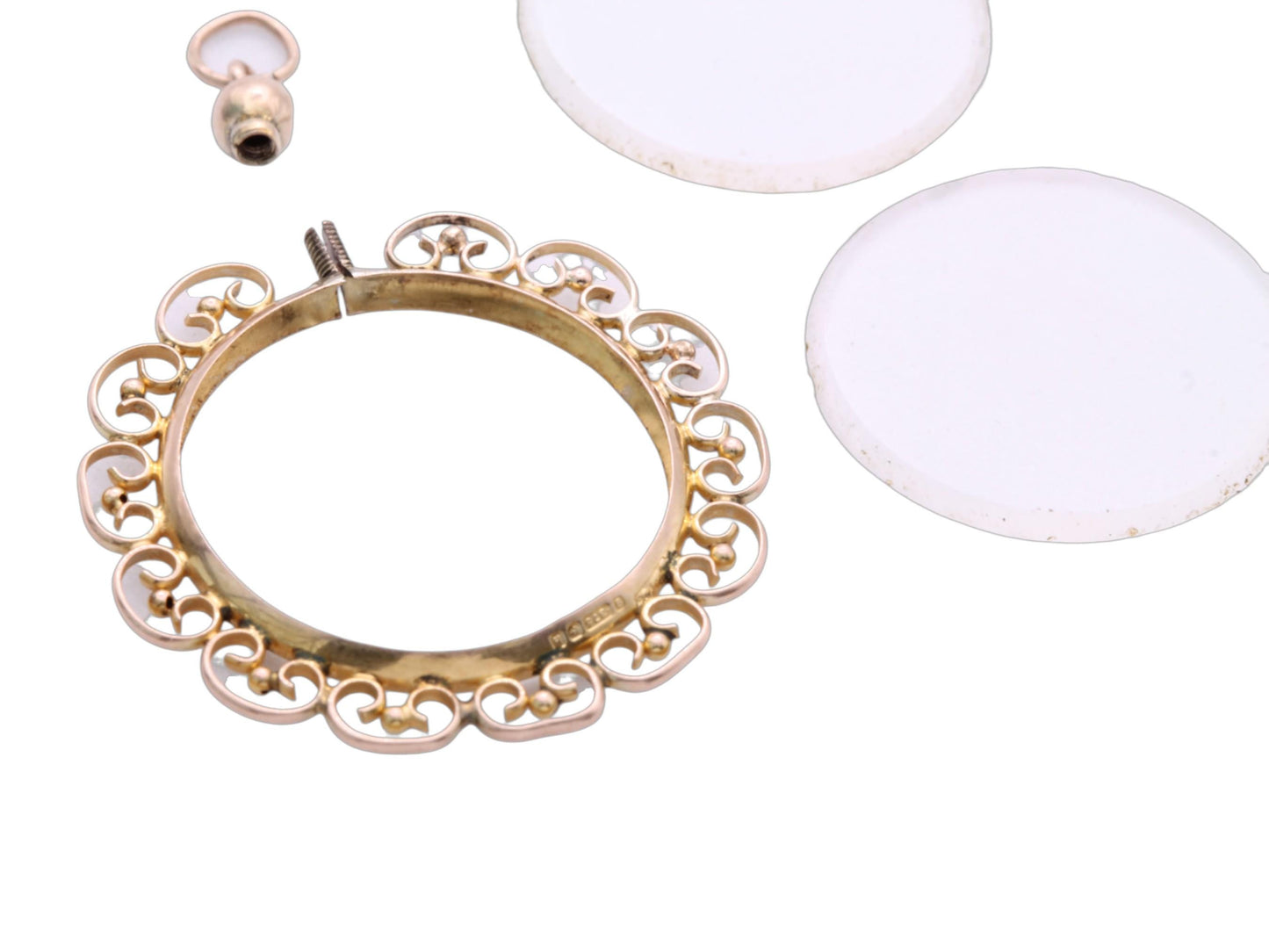 Antique Edwardian 9ct Gold Glass Locket Pendant, Sentimental Keepsake, 1907