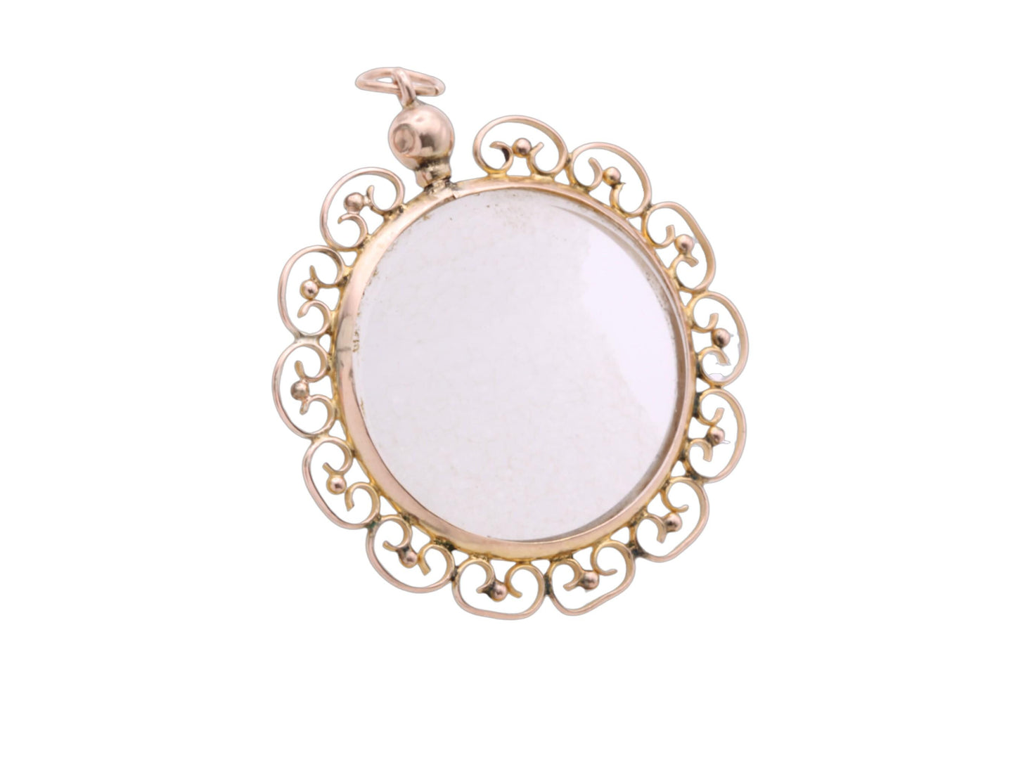 Antique Edwardian 9ct Gold Glass Locket Pendant, Sentimental Keepsake, 1907