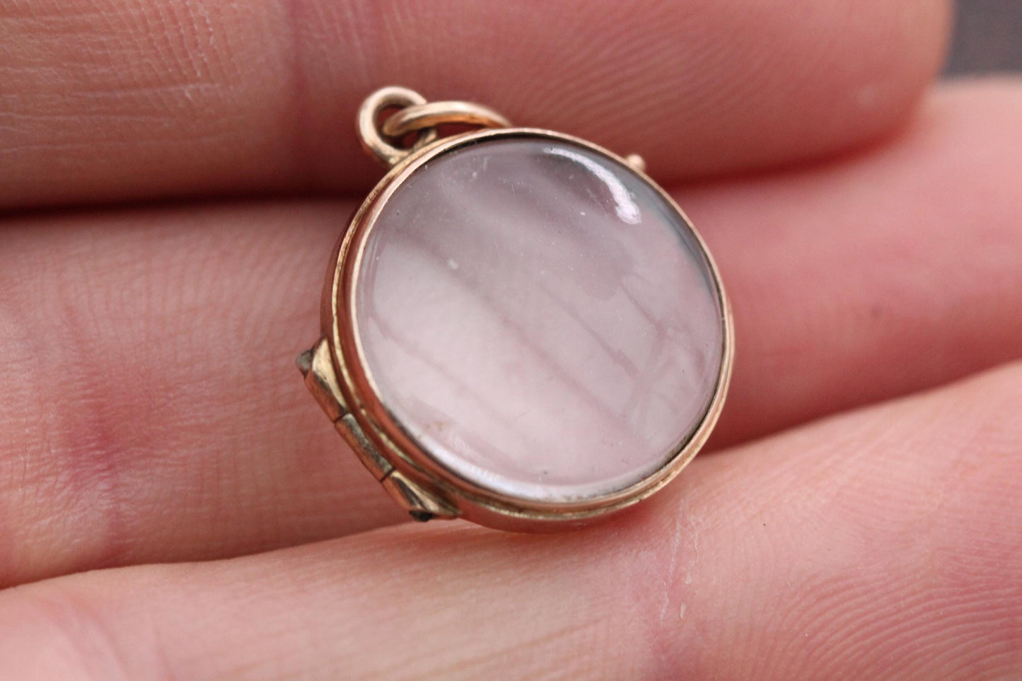 Antique 9ct Gold Double Glass Locket Pendant