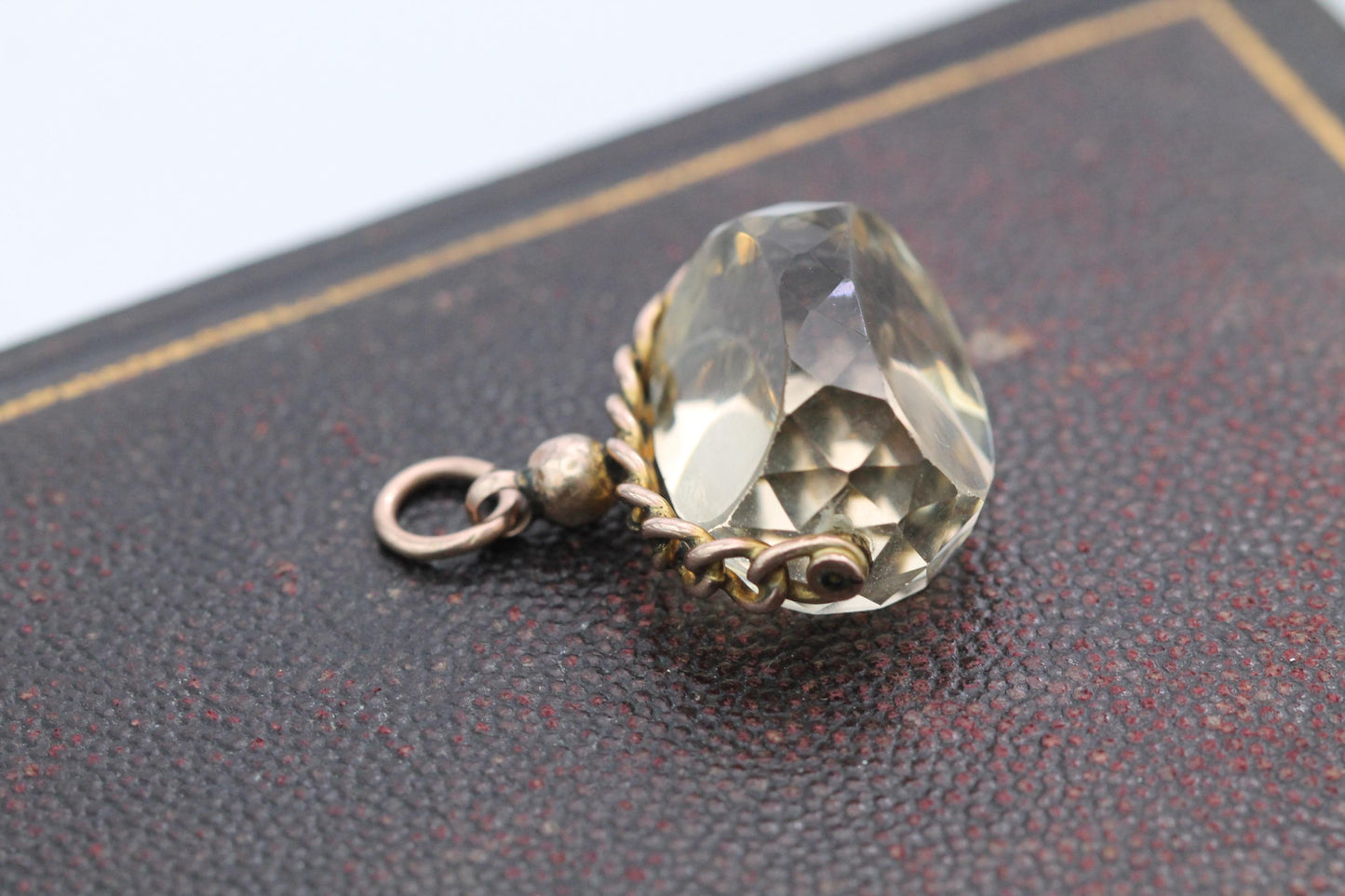 Antique 9ct Gold Citrine Spinner Pendant
