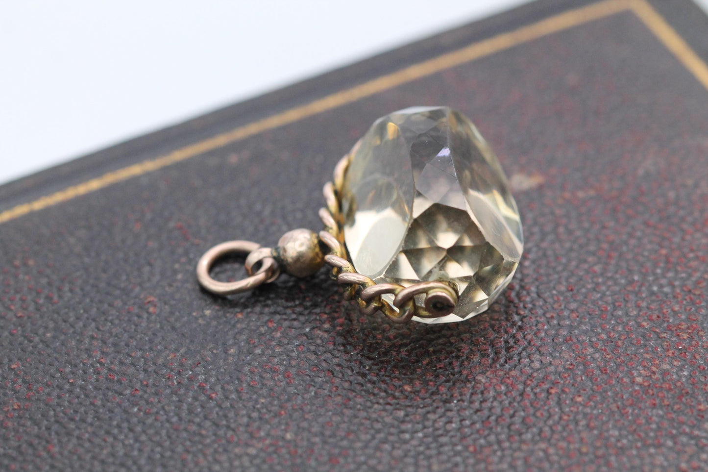 Antique 9ct Gold Citrine Spinner Pendant