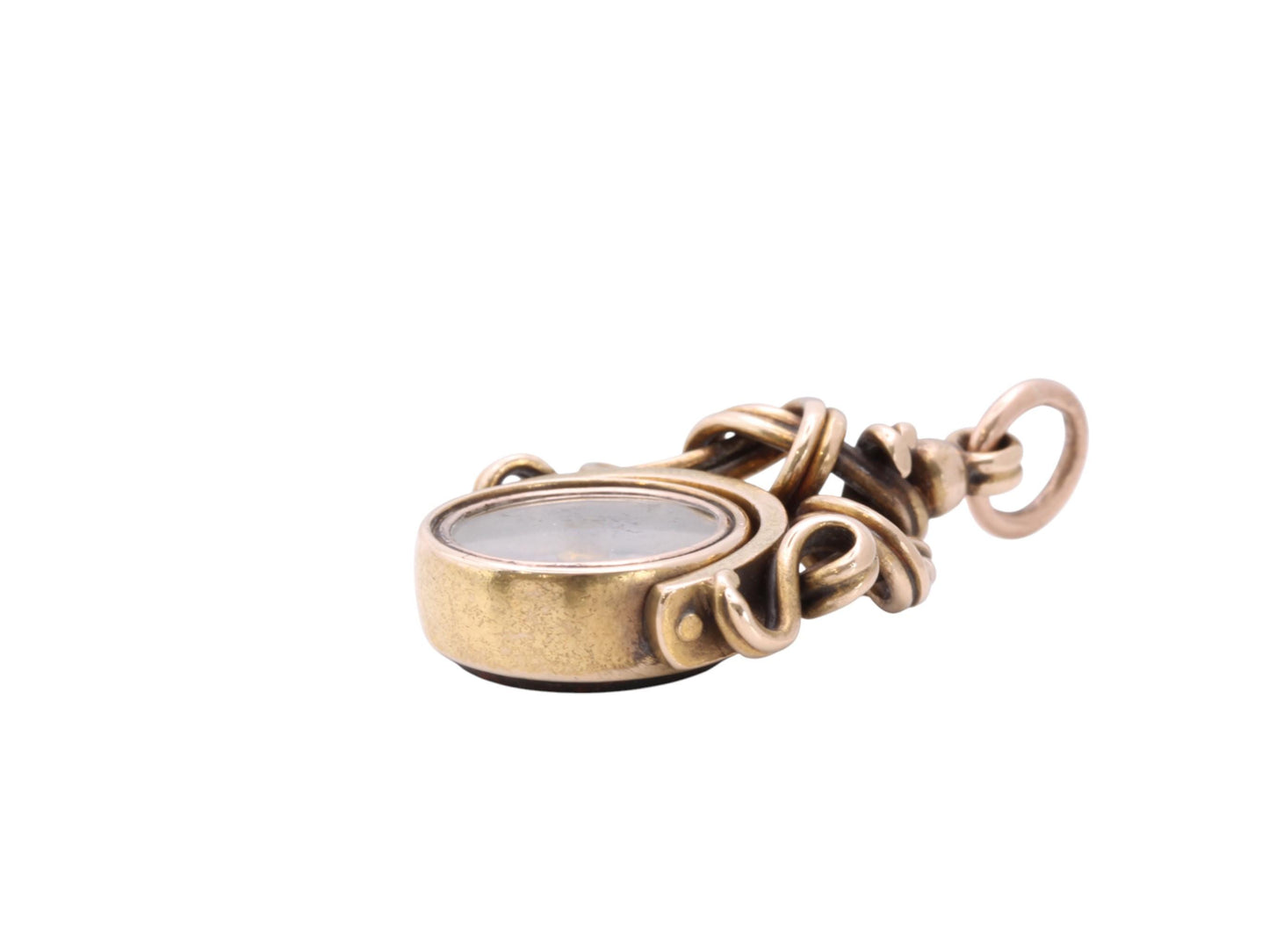 Antique 15ct Gold Intaglio Bloodstone Compass Spinner Pendant