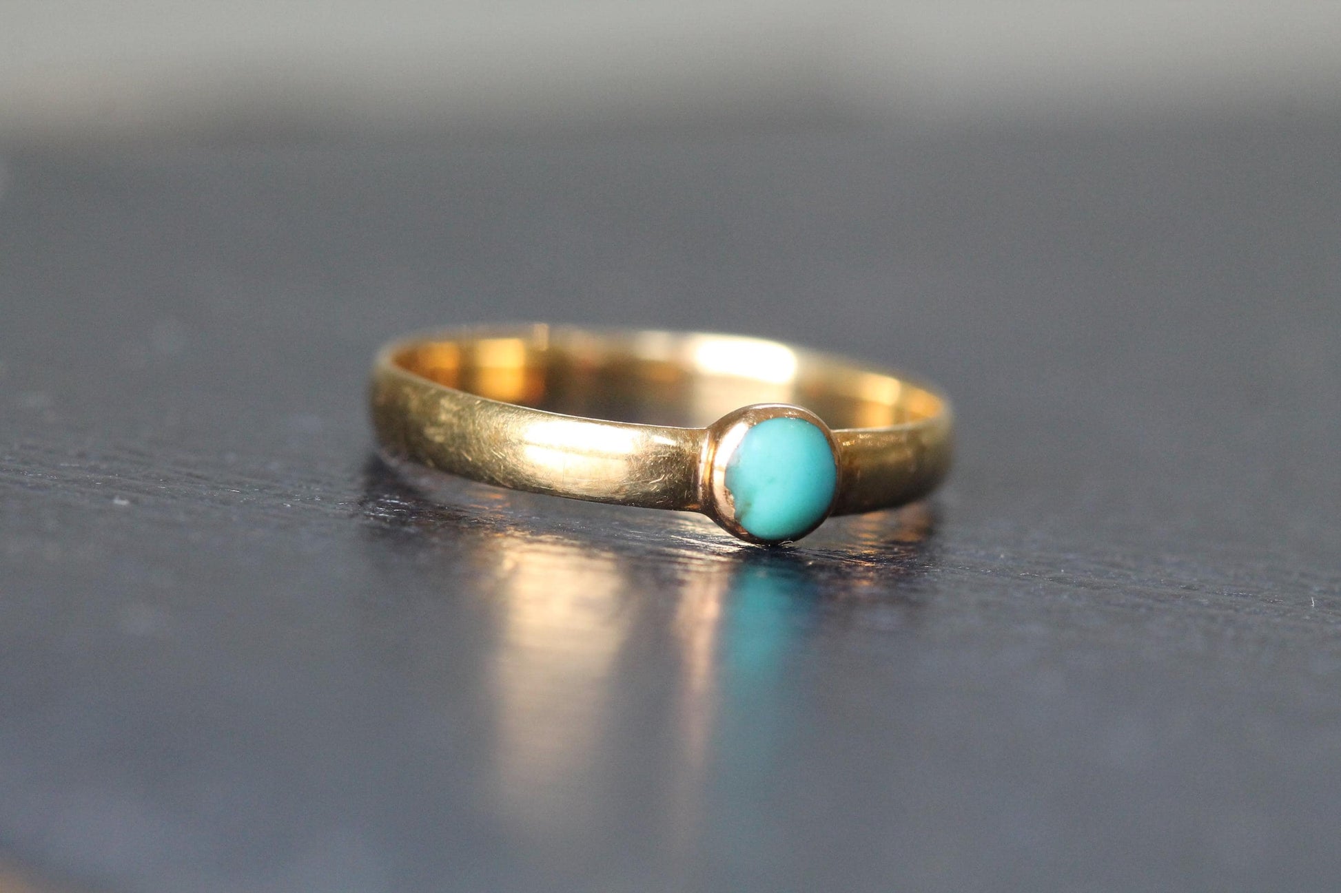 Antique-Victorian-18ct-Gold-Turquoise-Scottish-Provincial-Ring-—-Aberdeen,-c.1837