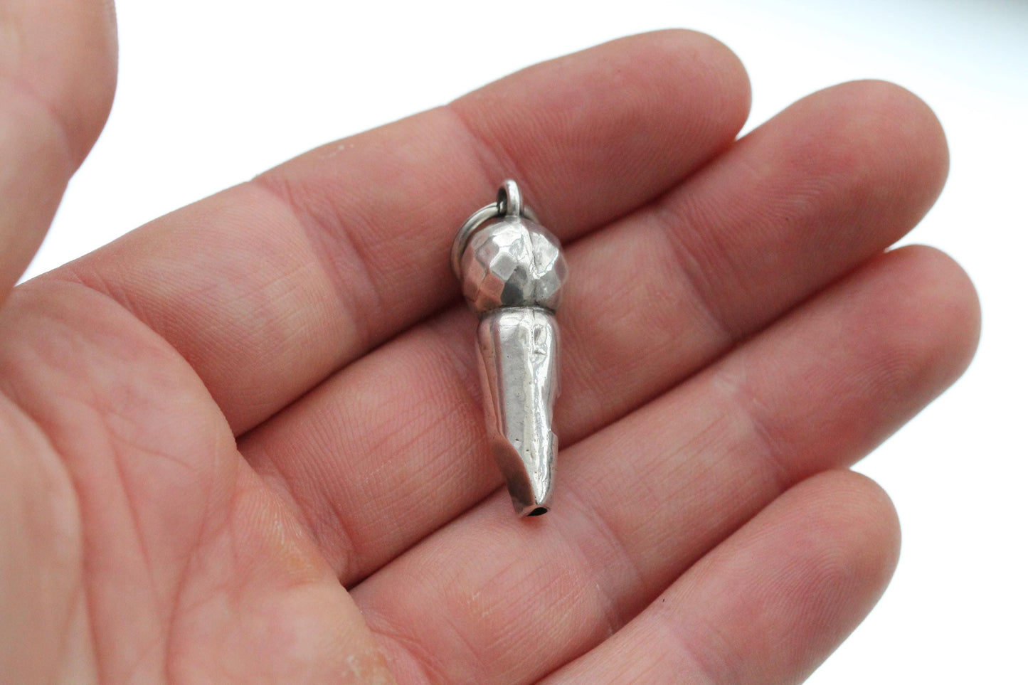 Antique Sterling Silver Whistle Charm Pendant