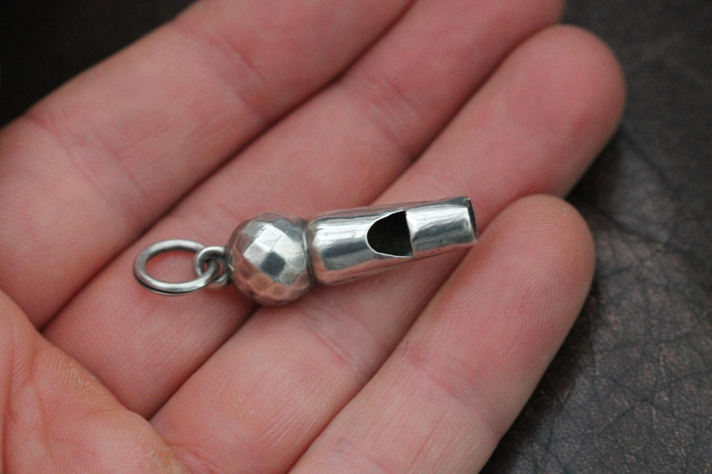 Antique Sterling Silver Whistle Charm Pendant