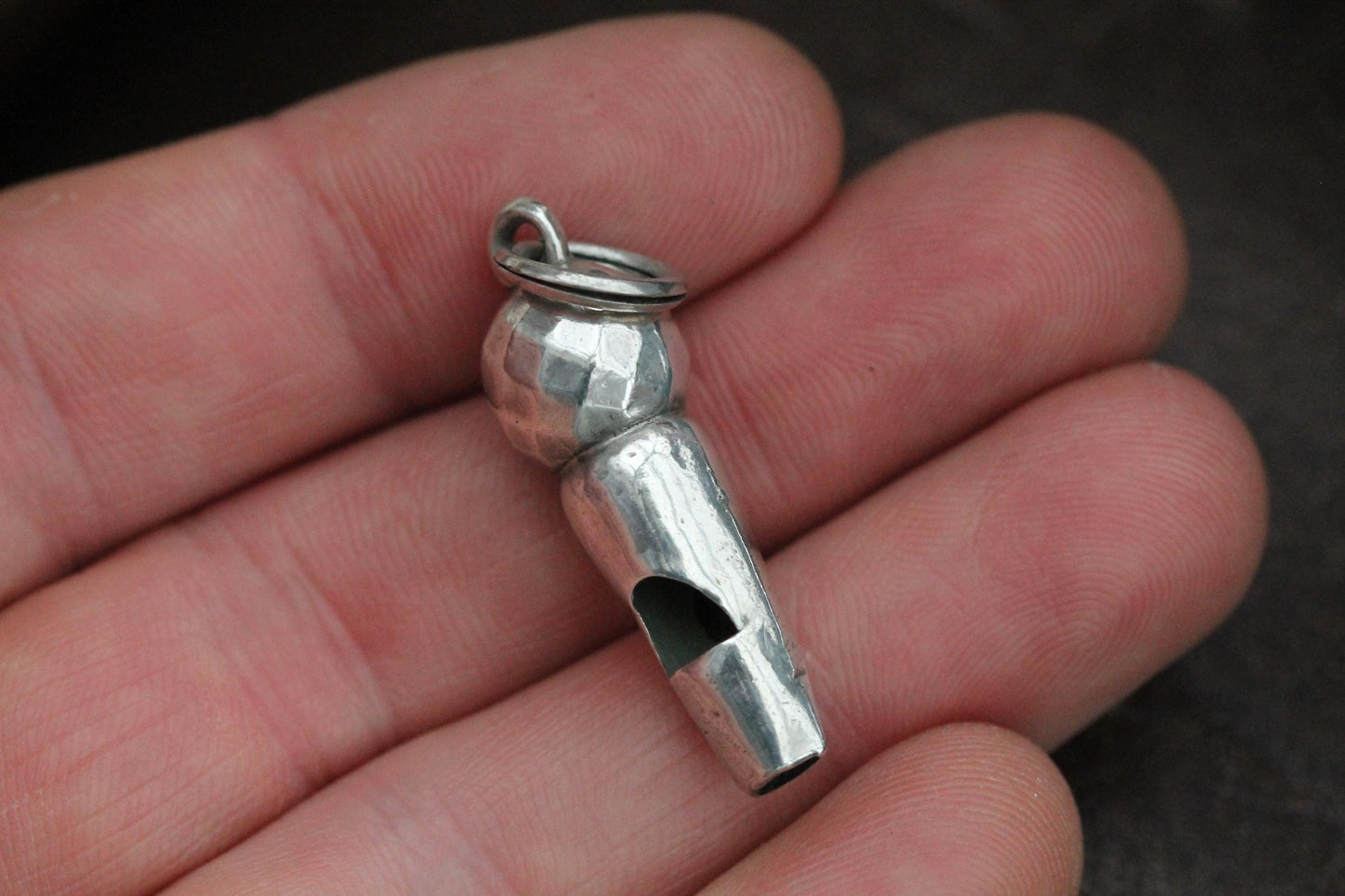 Antique Sterling Silver Whistle Charm Pendant