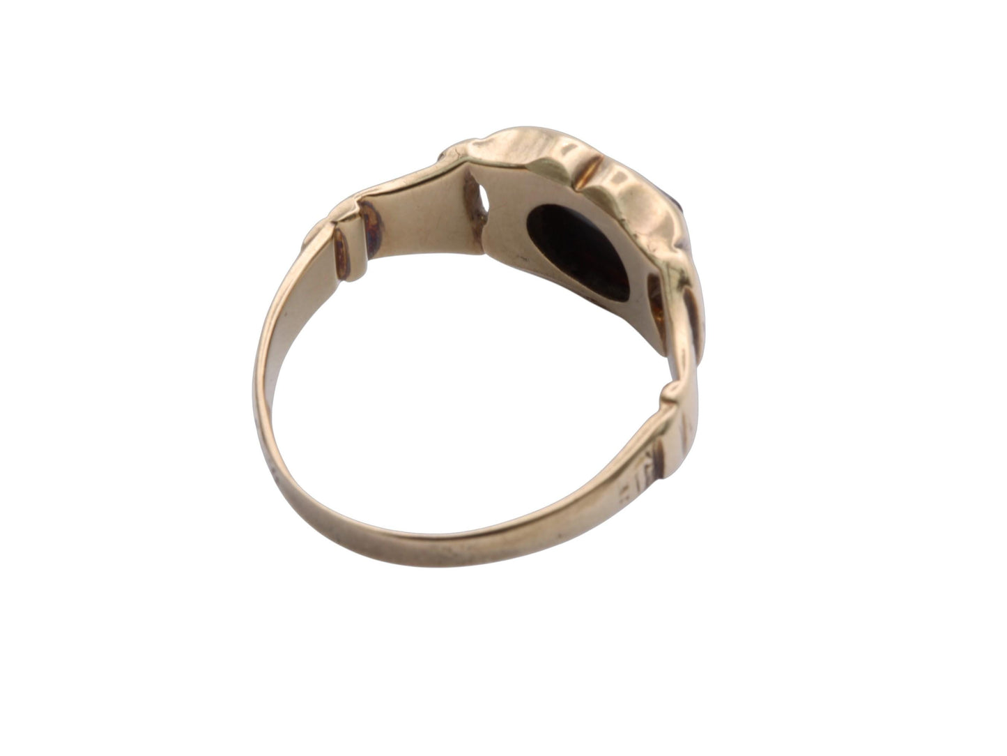 Antique Victorian 18ct Gold Banded Agate Shield Signet Ring, 1845