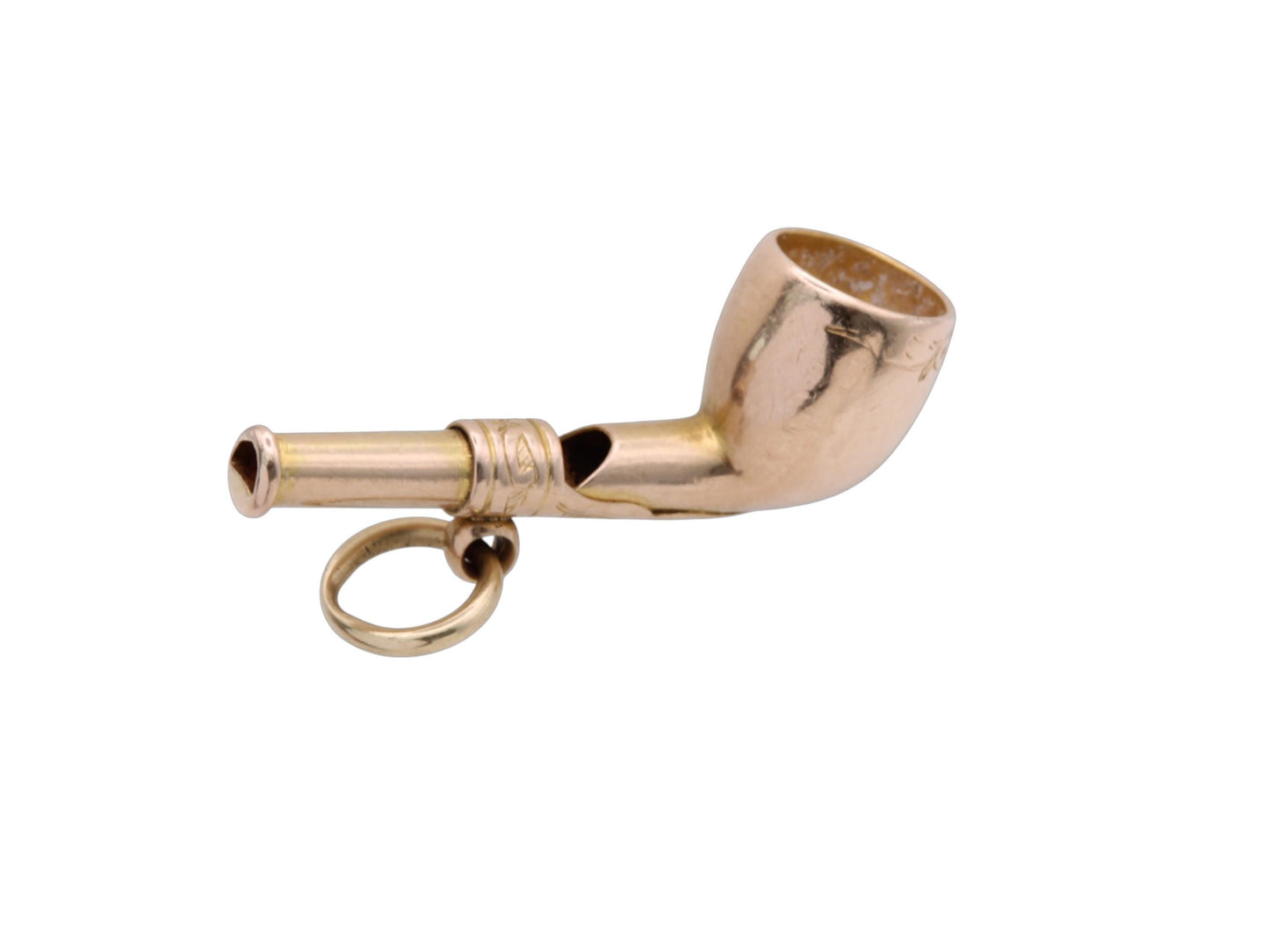 Antique 9ct Gold Pipe Whistle Pendant Charm
