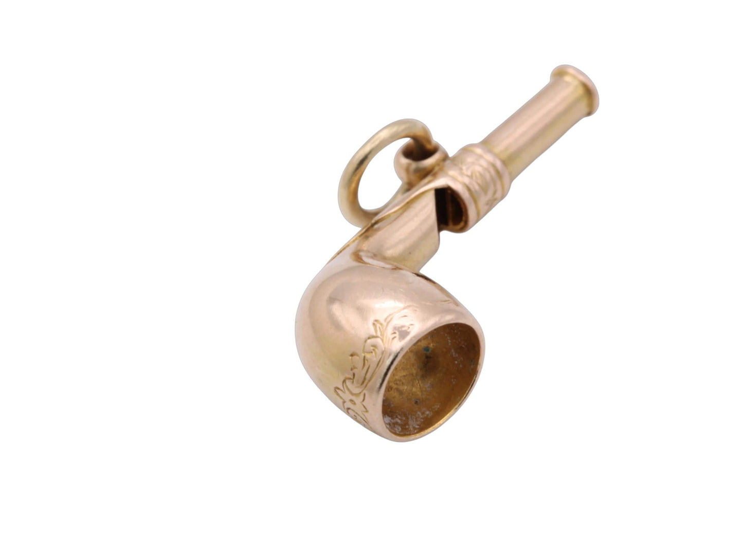 Antique 9ct Gold Pipe Whistle Pendant Charm