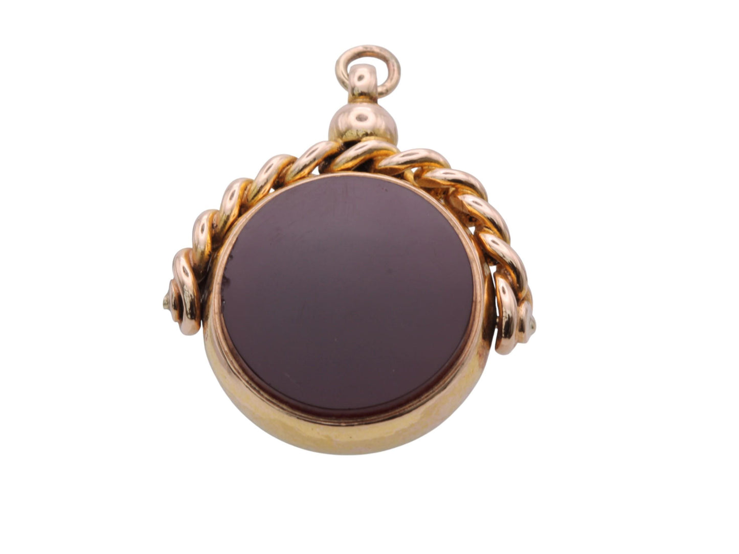 Antique 15ct Gold Bloodstone Spinner Pendant, 1887