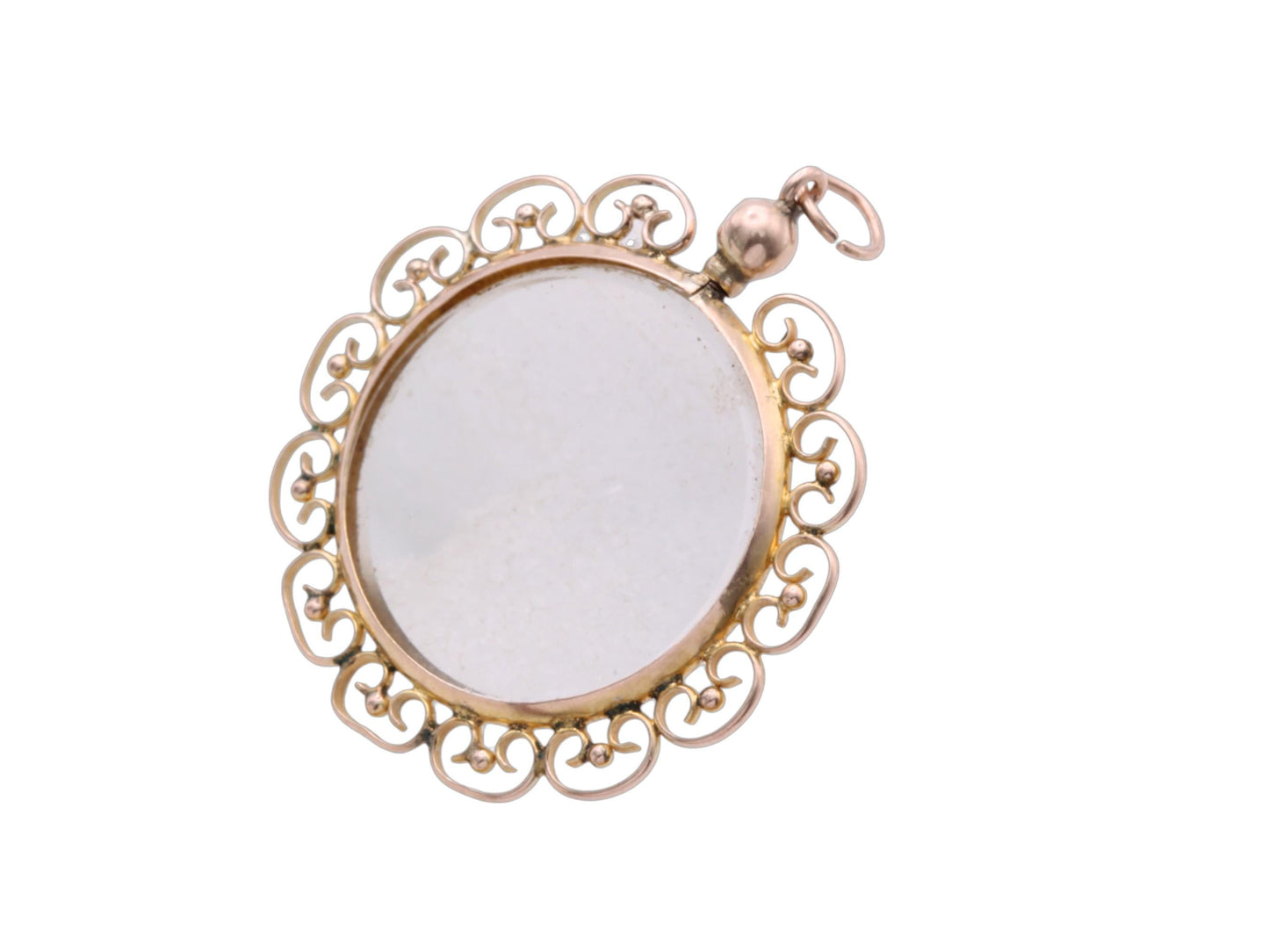 Antique Edwardian 9ct Gold Glass Locket Pendant, Sentimental Keepsake, 1907