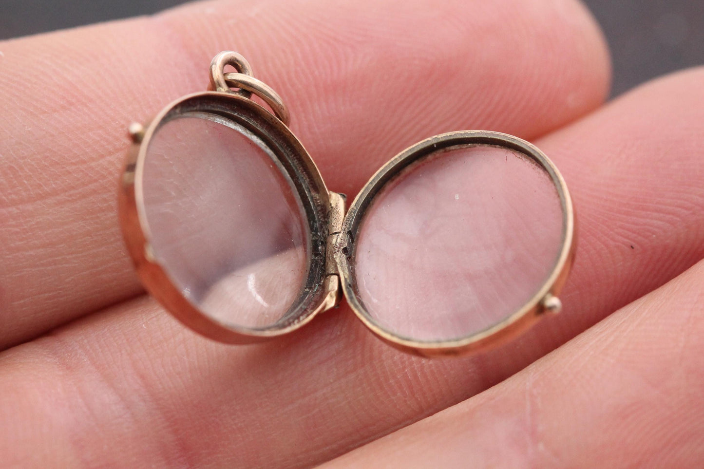 Antique 9ct Gold Double Glass Locket Pendant