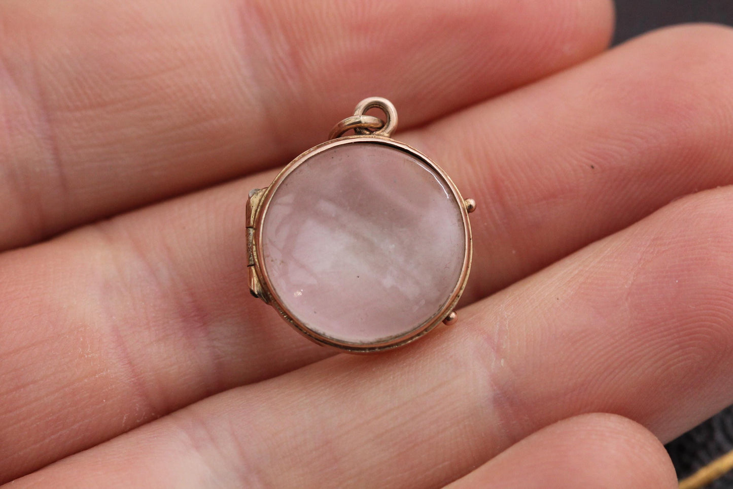 Antique 9ct Gold Double Glass Locket Pendant