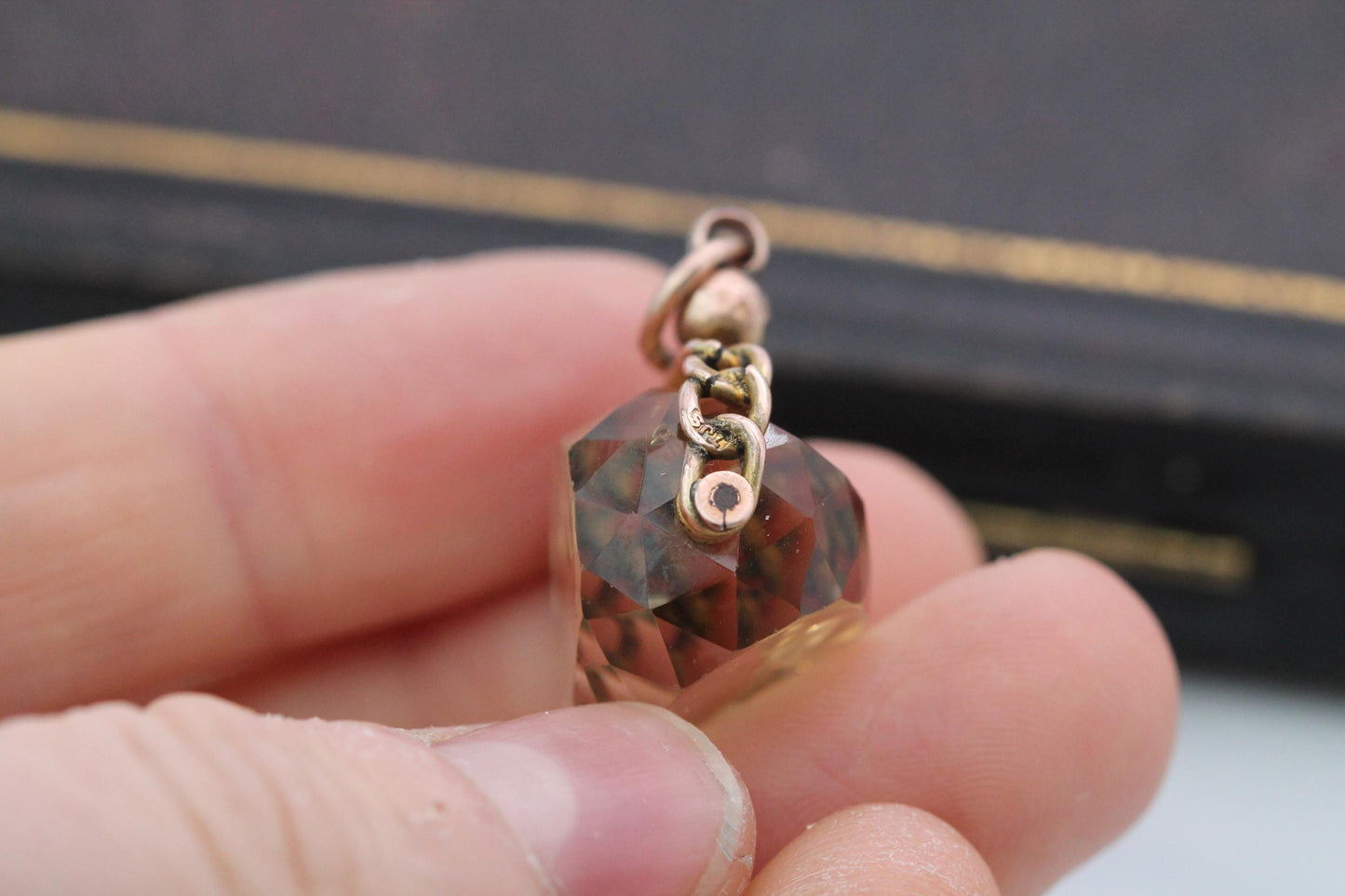 Antique 9ct Gold Citrine Spinner Pendant