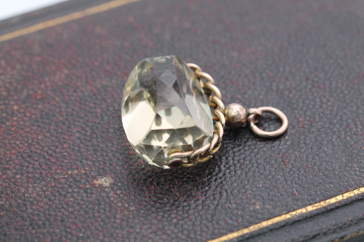 Antique 9ct Gold Citrine Spinner Pendant