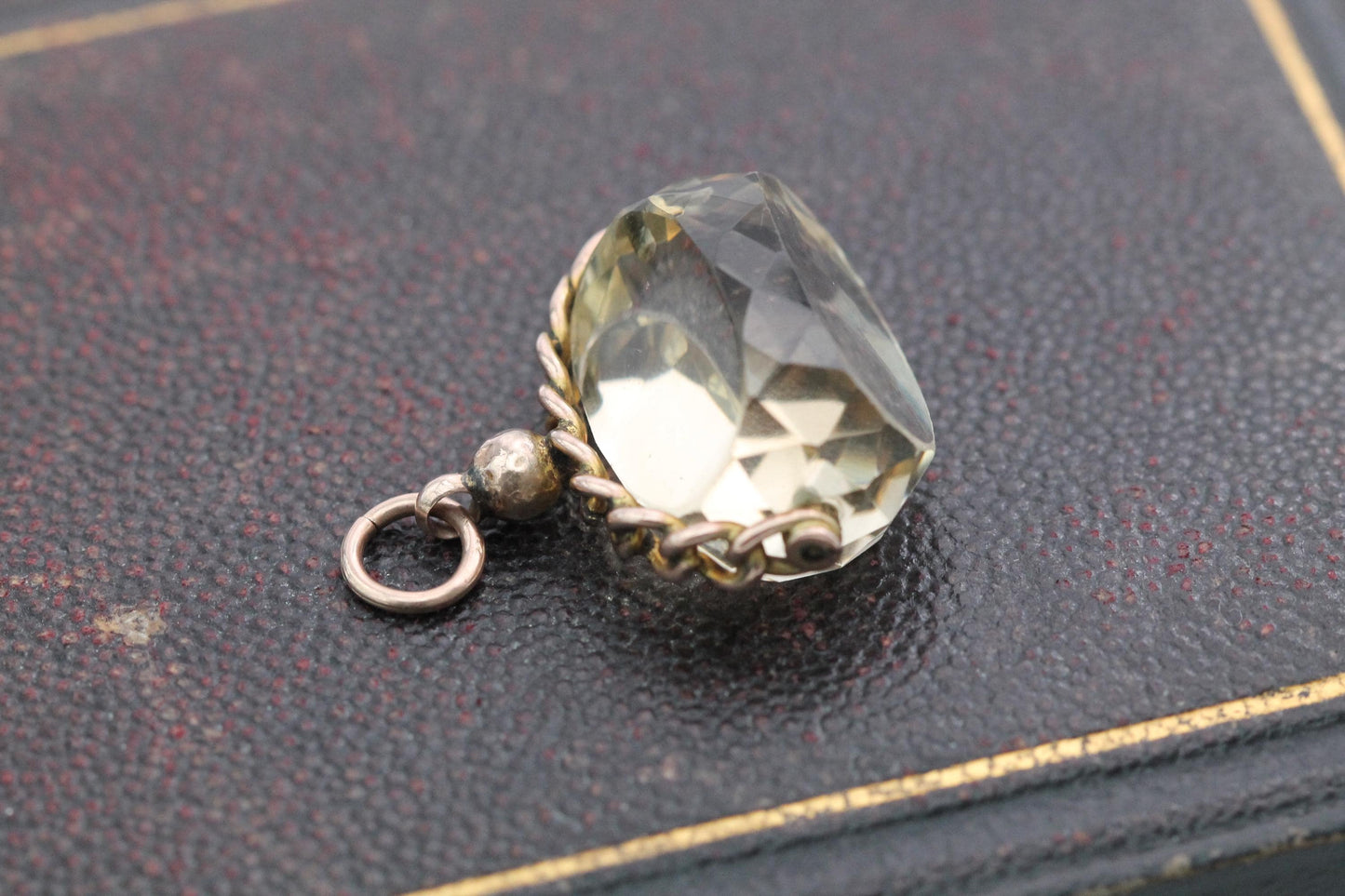 Antique 9ct Gold Citrine Spinner Pendant