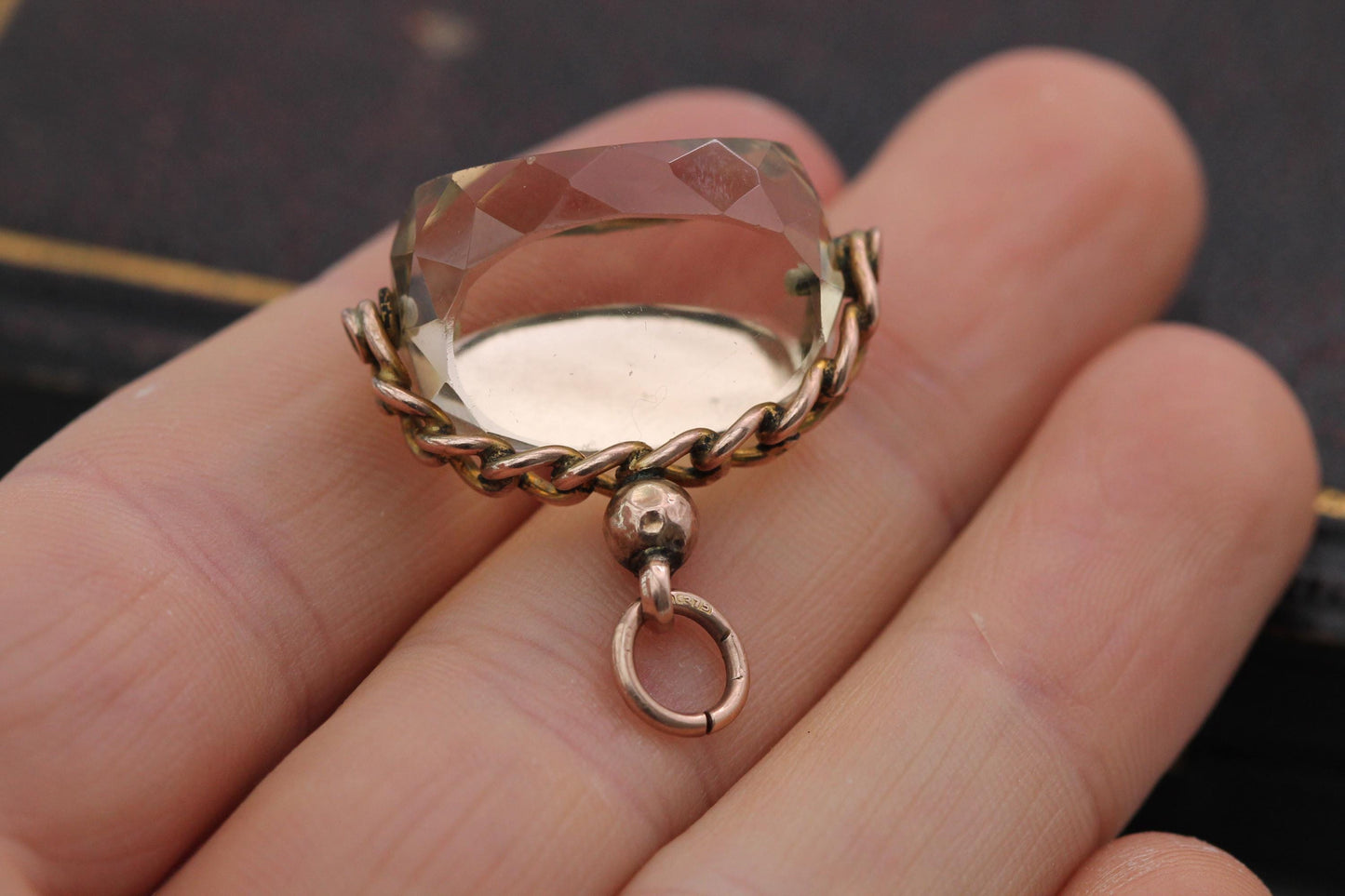 Antique 9ct Gold Citrine Spinner Pendant