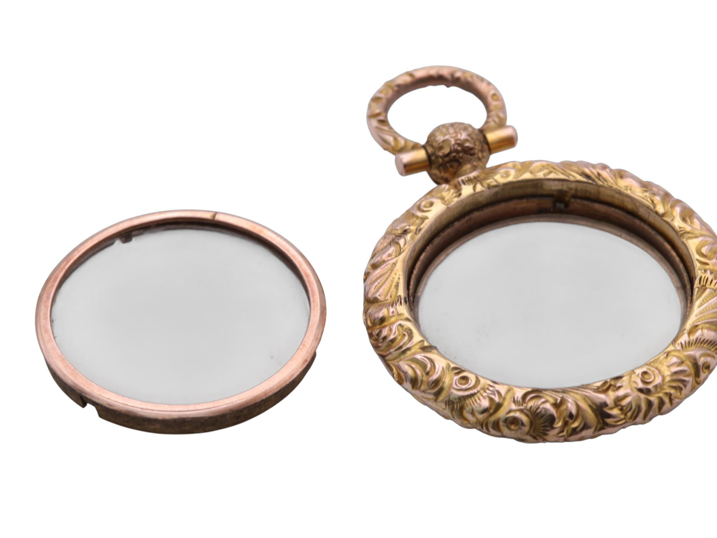 Antique 9ct Gold Chased Decorative Glass Locket