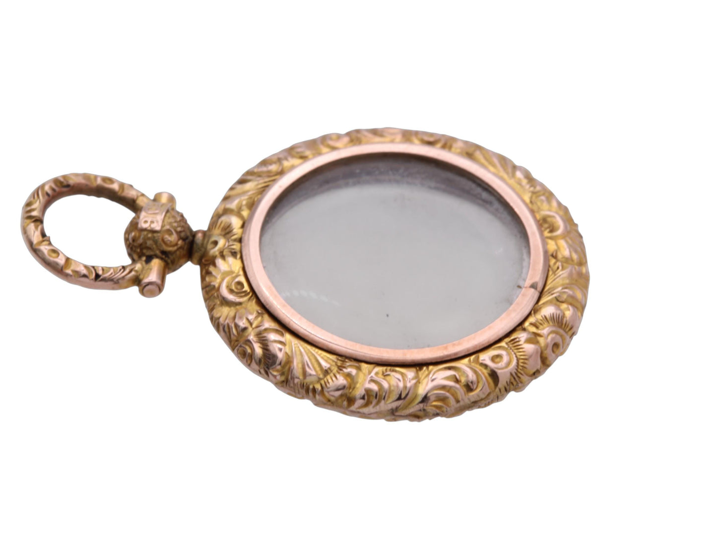 Antique 9ct Gold Chased Decorative Glass Locket