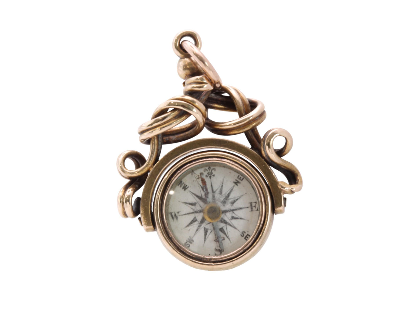 Antique 15ct Gold Intaglio Bloodstone Compass Spinner Pendant