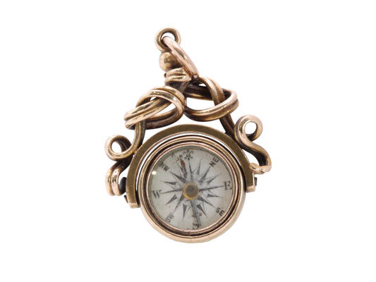 Antique 15ct Gold Intaglio Bloodstone Compass Spinner Pendant