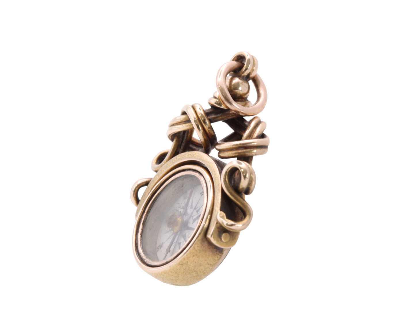 Antique 15ct Gold Intaglio Bloodstone Compass Spinner Pendant